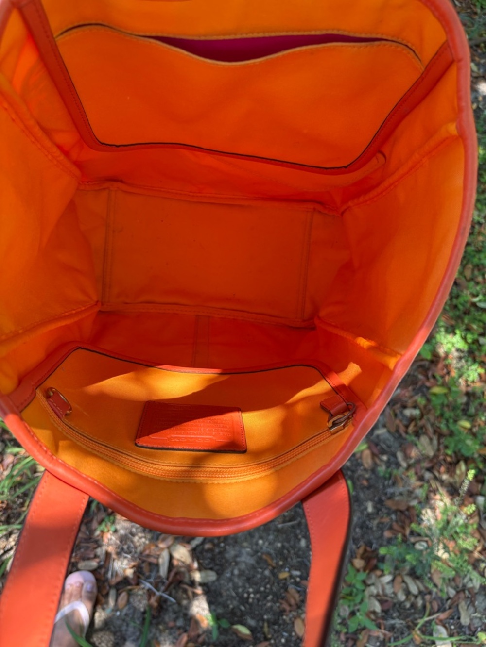 Coach Pink and Orange Graphic Canvas Tote - Picture 9 of 11